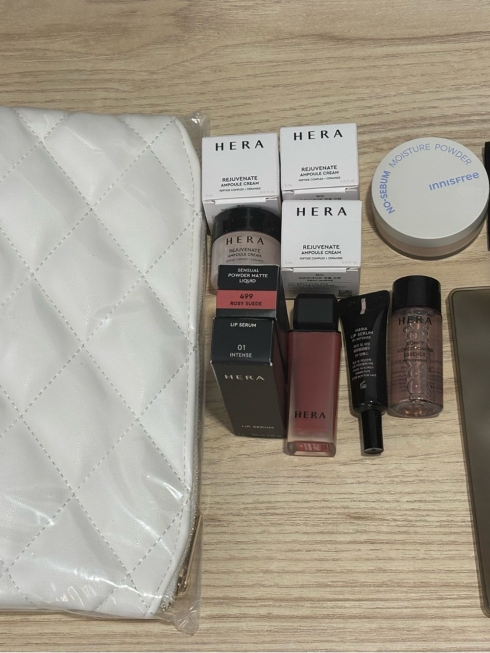 hera beauty skincare & makeup bundle w/ applicator & compact mirror (11 items)